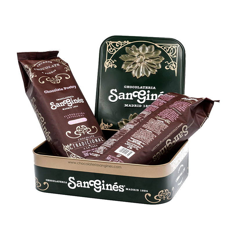 Caja metálica San Gines con 2 bolsas de chocolate